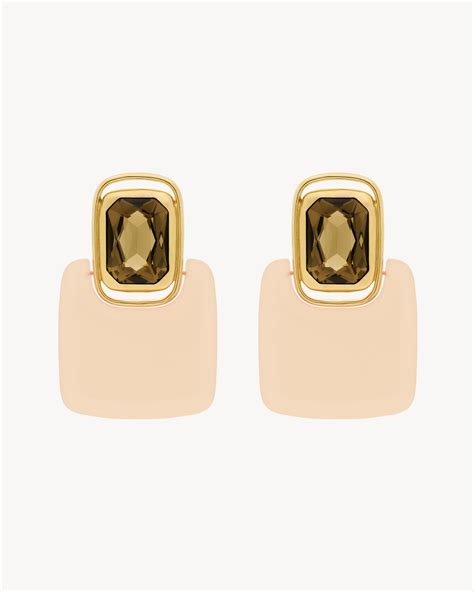 ysl sterling chocker chain|YSL cabochon square earrings.